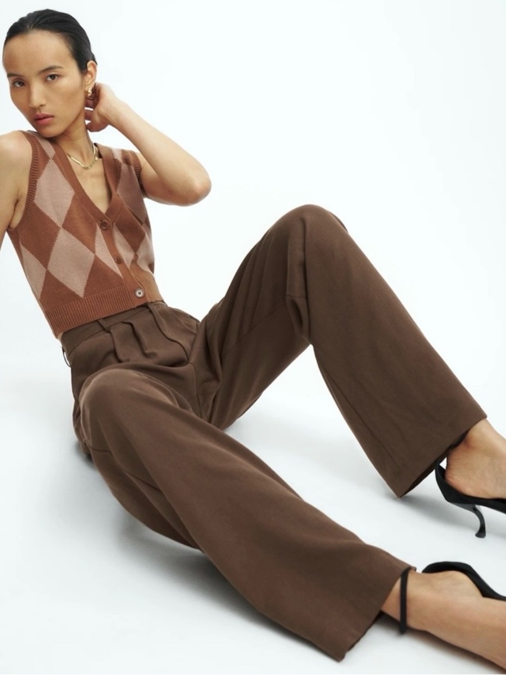 Reformation Montauk High Rise Twill Pants Shiitake Wash Size 24